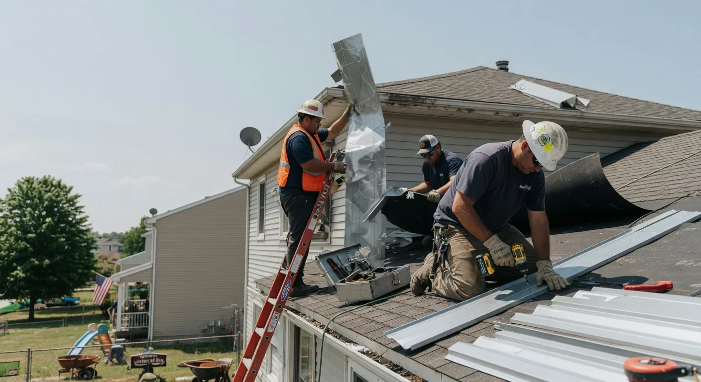 Storm Damage Metal Roof Repair in Montour, IA